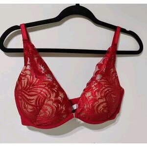 Adored By ADORE ME Red Layla Push Up Bra Padded Lace 34DD